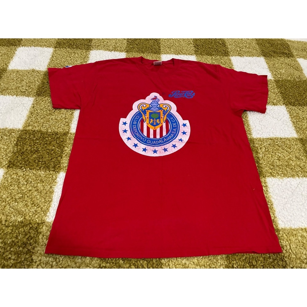 Fruit of the Loom Chivas Guadalajara Pepsi Soccer T-Shirt Red XL Heavy HD Cotton